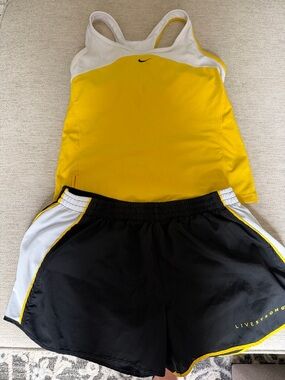 Nike Livestrong Yellow White & Black Women's Athletic Shorts Set